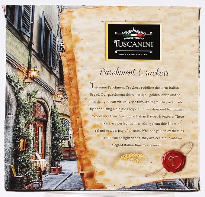 Tuscanini parchment Crackers, Olive Oil and Oregano 3.5oz (2 Packs)