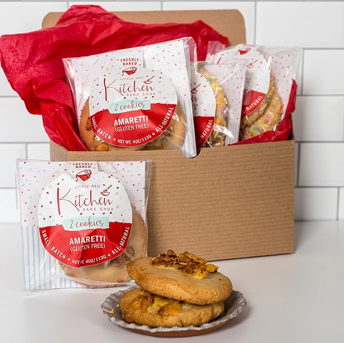 Fresh Baked Amaretti Cookies - 1 dozen - Gourmet Gift Box – Gifts For Men & Women – Soft Cookies - Little Red Kitchen Bake Shop
