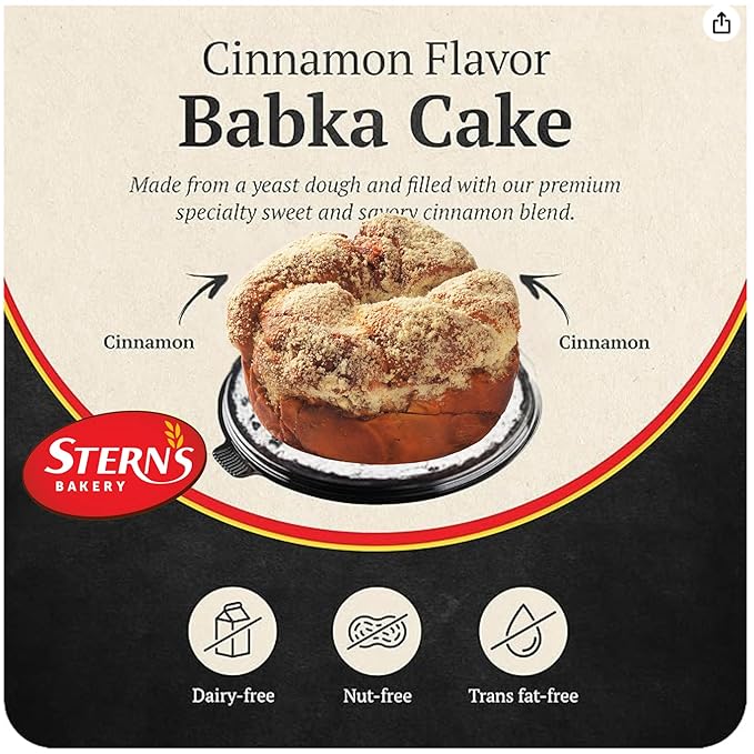 Stern’s Bakery Chocolate Babka Cake | Coffee Cake, Artisan Breakfast Pastries | Holiday Food Gift- Christmas Thanksgiving | Kosher, Dairy Free, Nut Free