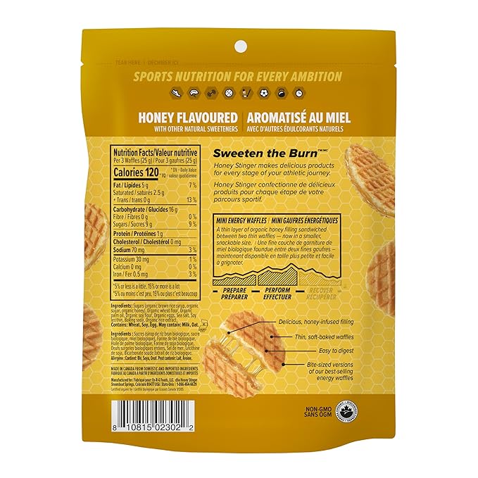Honey Stinger Organic Mini Honey Waffles | Energy Stroopwafel for Exercise, Endurance and Performance | Sports Nutrition for Home & Gym, Pre and Post Workout | 1 Bag, 5.3 Ounce (Pack of 2)