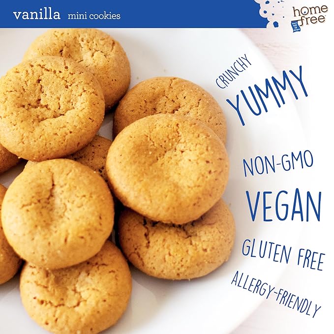 Homefree Mini Vanilla Cookies, Gluten Free, Nut Free, Vegan, School Safe and Allergy Friendly Snack, 5 oz. Box (Pack of 1)