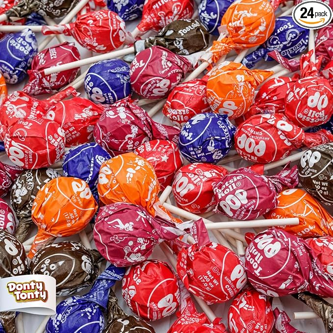 POPS Lollipops 1 lb – Bulk Bag, 5 Assorted Flavors, Gluten Free, Chewy Center & Hard Candy Coating, Individually Wrapped Suckers (24 Pieces)