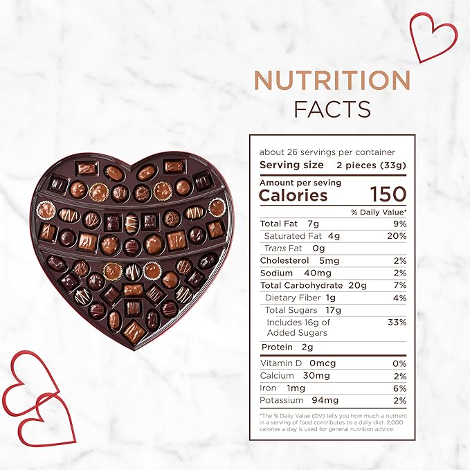 RUSSELL STOVER Valentine's Day LARGE Red Foil Heart Assorted Milk Chocolate & Dark Chocolate Candy Gift Box, 30.04 oz.