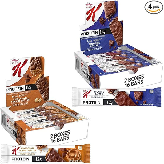 Special K Bar Protein Meal Bars, Meal Replacement, Variety Pack, 3.18lb Case (4 Boxes, 32 Count)