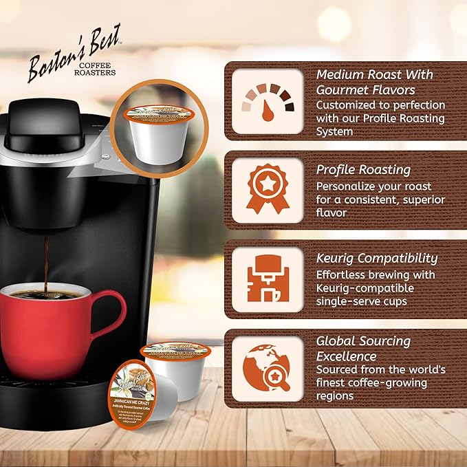 Boston’s Best - Jamaican Me Crazy Flavored Delicious Gourmet Coffee, Compatible with Keurig Coffee Maker, 24 Count (Pack of 4)