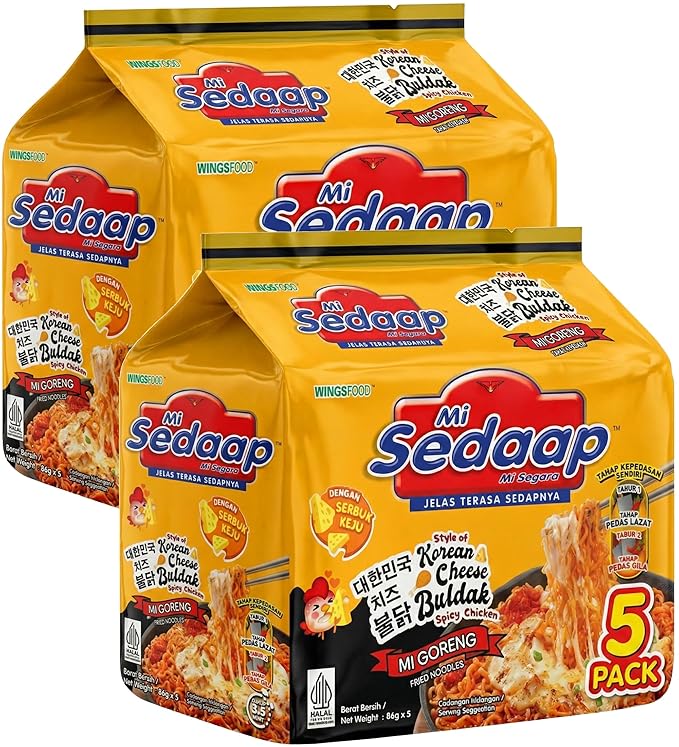 Mi Sedaap Korean Cheese Buldak Spicy Chicken Instant Noodles (Pack of 10)