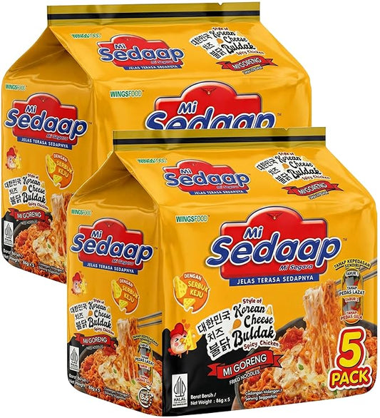Mi Sedaap Korean Cheese Buldak Spicy Chicken Instant Noodles (Pack of 10)