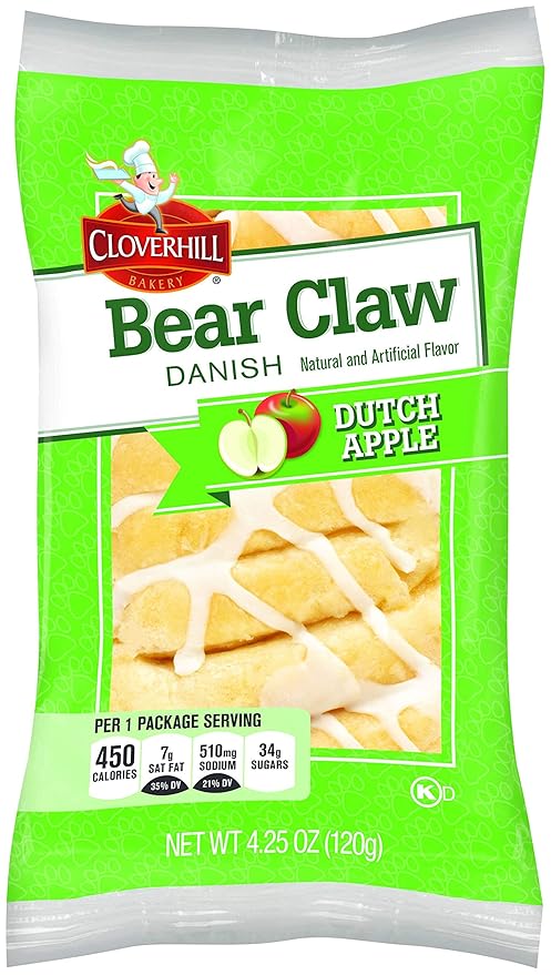 Cloverhill Danish Fruit Pastry Variety Pack | Strawberry, Cherry, Blueberry and Apple Bear Claws | Pack of 12