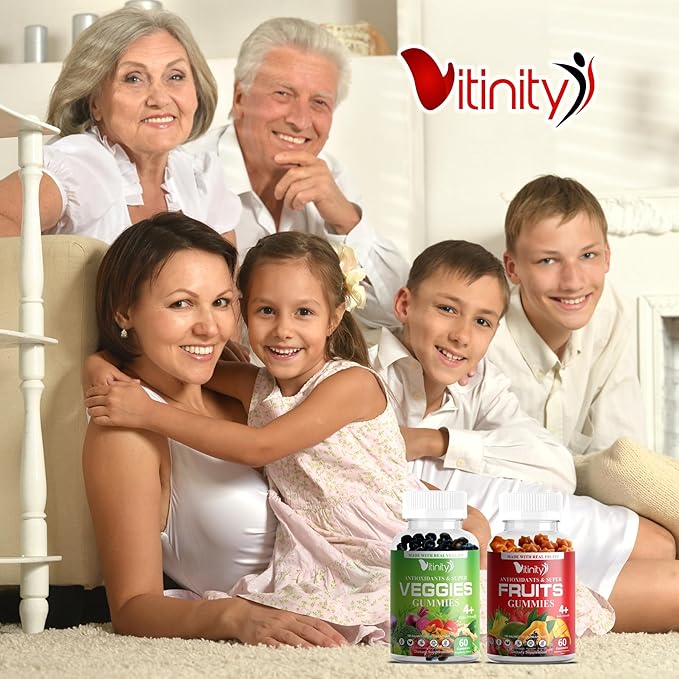 VITINITY Made with Real Fruit-Real Veggie Gummies-Superfood Vegetable Vitamin Supplement for Women,Men,Kids-Blend of Fruit and Greens for Daily Health.Fruits and Vegetables Supplements (30-Day Supply)