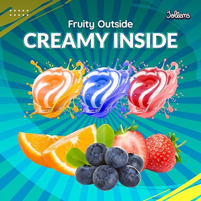 Jollems O’ Creamers Assorted Fruit & Cream Flavored Hard Candy | Individually Wrapped | 2 Pound Bulk Bag