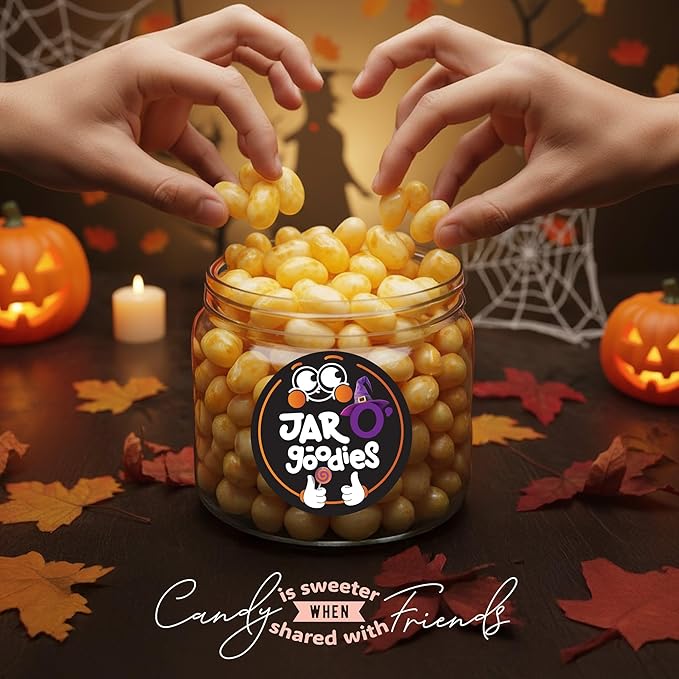 Jar O' Goodies - Valentines Day Sweet Treats, Caramel Corn Jelly Beans Gift Set, Original Chewy Candies (6 Ounce, 1 Pack) Party Favor - Gluten & Nut Free, Kosher Parve