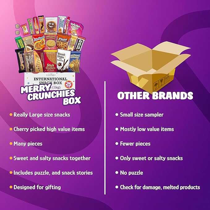 Eastanbul International Snack Box, Premium 25 Full-Size Foreign Snack Box, From Around The World International, Sweet, Savory, Chewy, Crunchy