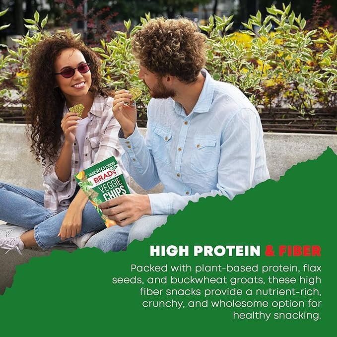 Brad’s Plant-Based - Organic Veggie Kale Chips - Healthy Snacks Delicious - High Protein & High Fiber Snacks - Low Carb - Organic Veggie On-the-Go Kale Chips - 3 Oz (Pack of 5)