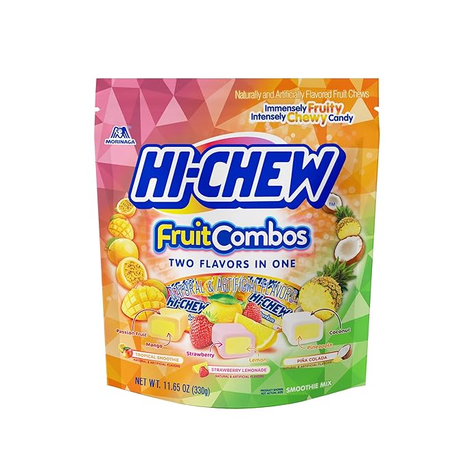 HI-CHEW Fruit Combos Bulk Candy, 4 Stand Up Pouches, 220+ Pieces, 11.65oz each -Chewy Fun Soft Candy Variety Pack - Immensely Juicy Fruity Flavors - Individually Wrapped for Sharing