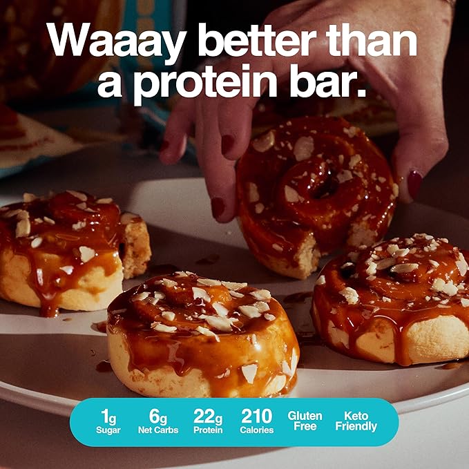 Legendary Foods Cinnamon Roll 22g Protein Bars – Gluten-Free, Low Carb Meal Option – Sweet Zero Sugar Snack, Keto-Friendly – 10-Pack High Protein Pre- or Post-Workout Nutrition Bars - Sticky Bun