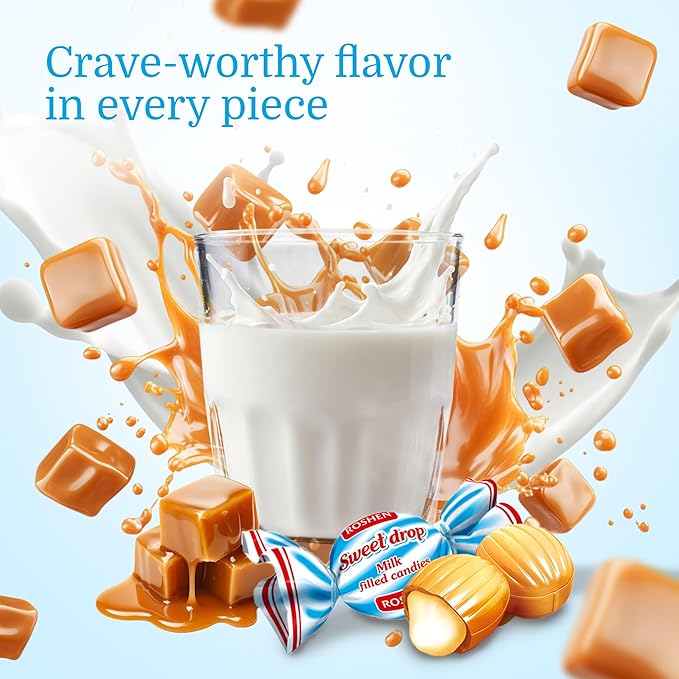 Roshen Caramel Candy Sweet Drop with Milky Filling, Delicious, Flavorful Sweets 378gr/13.33oz Pack of 3