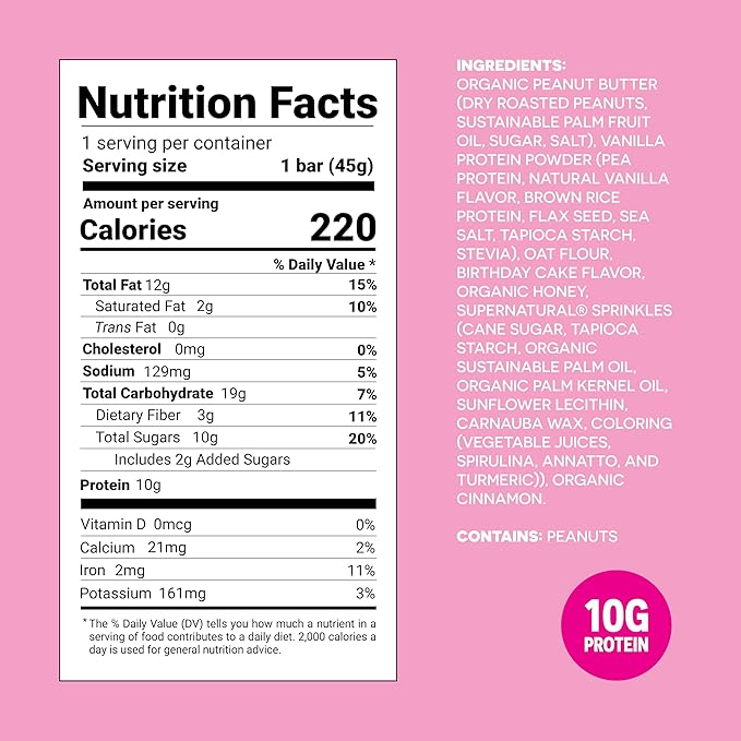 FROPRO Plant Protein Snack Bars - Plant Based Protein Bars, All-Natural, Gluten, Dairy, & Soy Free, High Protein Bars with Low Calories | Birthday Cake, 6 Pack