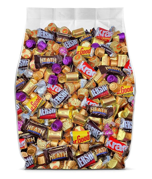 Assorted Chocolate Candy Variety Pack - 5lb Bulk Chocolate Candy Individually Wrapped for Party Favors, Sharing, and Snacking - Miniature Chocolate Assortment - 5 Pound Bag of Bulk Candy