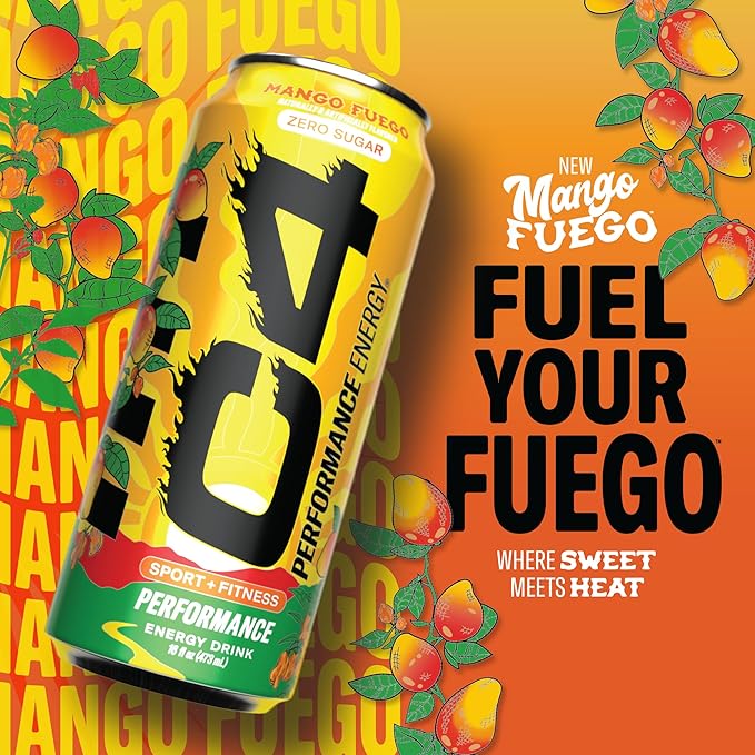Cellucor C4 Performance Energy Drink - Mango Fuego, 16 Fl Oz Can