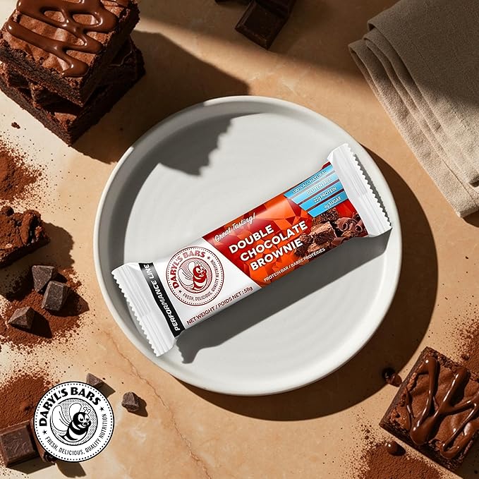 Daryl's Bars, Double Chocolate Brownie On the Go Whey Protein Bars, Gluten Free, Protein Snack, Meal Replacement, Pack of 2