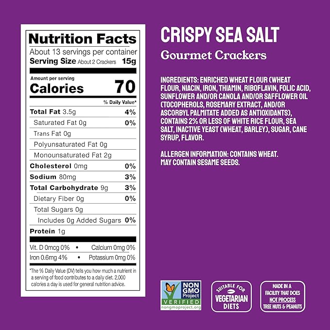 Milton's Gourmet Crackers Variety Bundle (Original Multi-Grain, Everything, Crispy Sea Salt) - Non-GMO Project Verified, Natural Ingredients, Kosher, Great for Charcuterie Boards - 8.4 Oz, Pack of 3