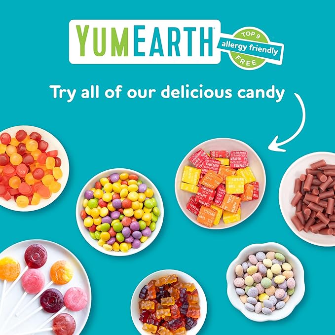 YumEarth Organic Giggles Chewy Candy – Allergy Friendly, No Artificial Dyes, Non GMO, Gluten Free, Fruit Flavored, Vegan Candy Snacks 0.5 oz (Box of 15)