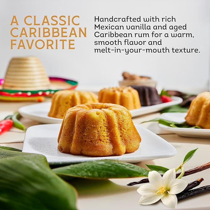 TORTUGA Caribbean Mexican Vanilla Rum Cake - 4 oz Caribbean Rum Cake - 4 Pack - The Perfect Premium Gourmet Gift for Stocking Stuffers, Gift Baskets, and Christmas Gifts - Great Snack Cakes for Delivery