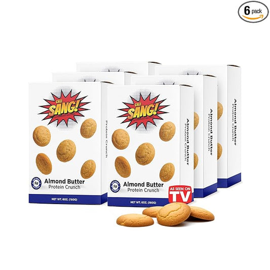 CHEF SANG! High Protein Cookies | Almond Butter | 5g Protein | With Real Almond Butter | Non-GMO | Crunchy & Flavorful | 4 Cookie Packs