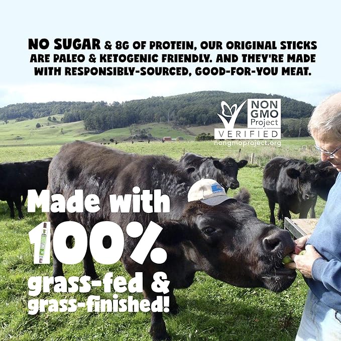 Original, Sogo Snacks, No Sugar, 100% Grass-fed & Grass-finished, Non-GMO Beef Sticks. No Added Nitrates, Gluten, Soy, MSG, Dairy, Nuts. Keto, Whole, Paleo Friendly (Original, 1-oz, 144 Count)