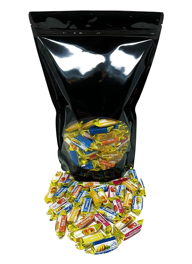 Fruity Hard Candy Filled With Real Fruit Pulp - 3 lbs - Peach, Strawberry, Pineapple, Orange and Lemon Flavored Bon Bons Filled with Real Fruit Pulp - Bulk American Vintage Candy Assortment - Individually Wrapped, 48 oz.