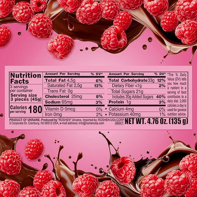 Roshen Lovita Cookies with Raspberry Jelly Filling, 4.76 oz, Golden Biscuit with Bright Raspberry Jelly & Smooth Chocolate Glaze, European Gourmet Cookies, Pack of 2
