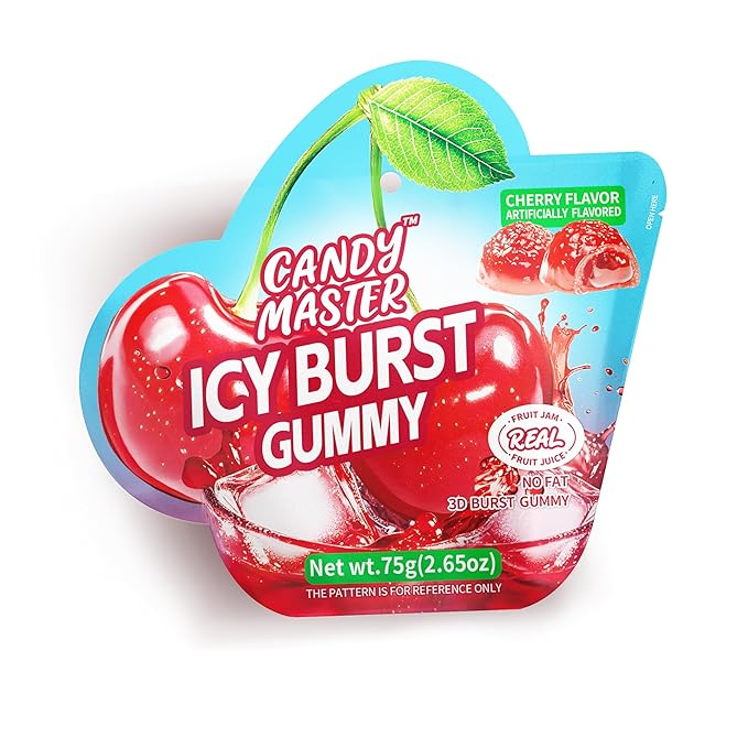 Candy Master Peelable Fruit Gummies Cherry Flavors 3Pack, 6 Flavors Fun to Peel, Chewy Texture, Halal-Certified Holiday Gifts