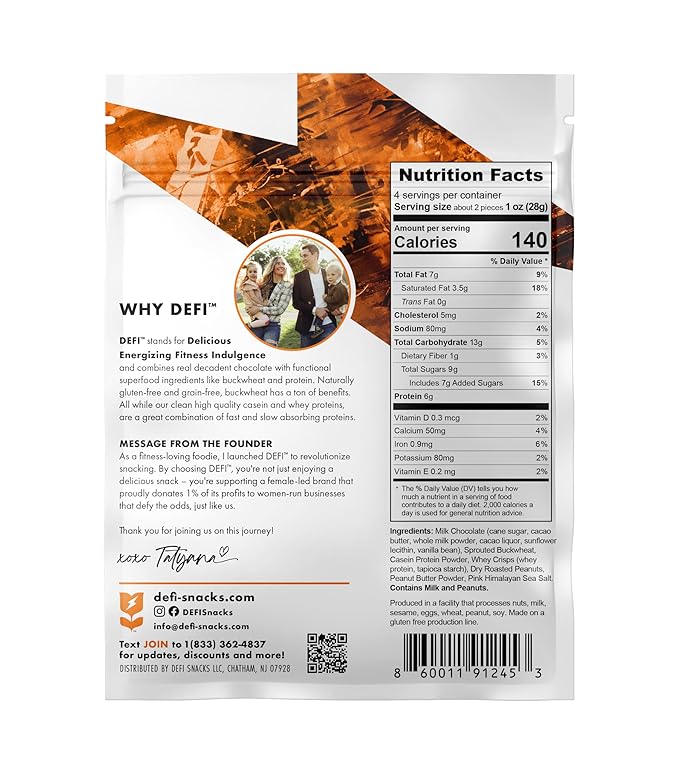 DEFI Milk Chocolate Peanut Butter Crunch Crispy Superfood High-Protein Bites – 26g of Protein per Serving, Gluten-Free, Non-GMO, Kosher – Ideal On-the-Go Snack for Active Lifestyles