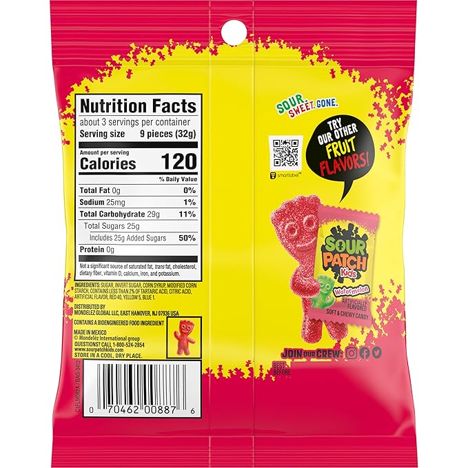 SOUR PATCH KIDS Strawberry Soft & Chewy Candy, Bulk Candy, 12 - 3.6 oz Bags