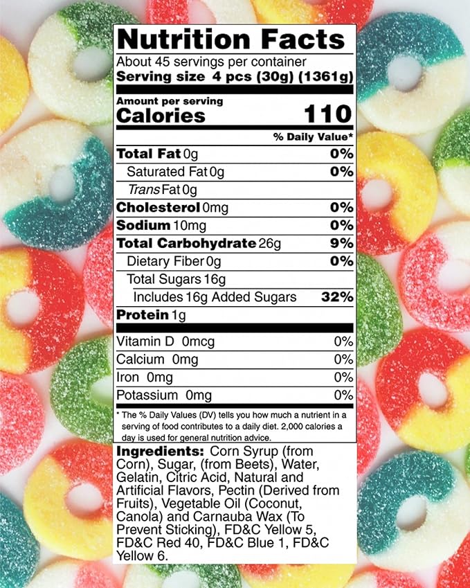 Assorted Flavored Gummy Rings- Bulk Assorted Gummy Candy Mix - Fresh, Soft, and Chewy Sugar Dusted Gourmet Candy Rings (3 Pound)