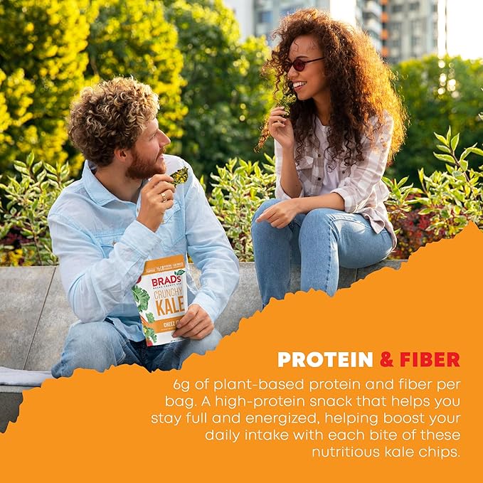 Brad’s Plant-Based - Organic Crunchy Kale Chips - Healthy Snack with Sea Salt - High in Plant-Based Protein & Fiber - Low Carb, Organic Veggie Chips - Cheez It Up - 2 Oz (Pack of 3)