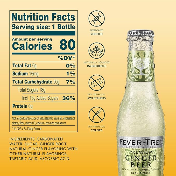 Fever-Tree Premium Ginger Beer, No Artificial Sweeteners, Flavorings or Preservatives, 6.8 Fl Oz Each (24 Bottles)