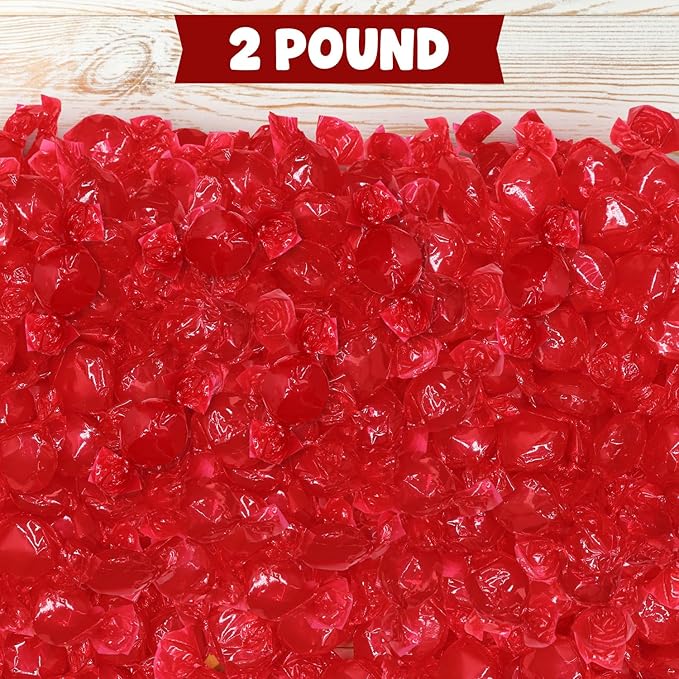 Cinnamon Hard Candy Discs 2 lbs Bulk Pack Christmas Candies - Approx. 150 Individually Wrapped Spicy Cinnamon Flavored Hard Candies for Parties, Offices & Treats - Taboom