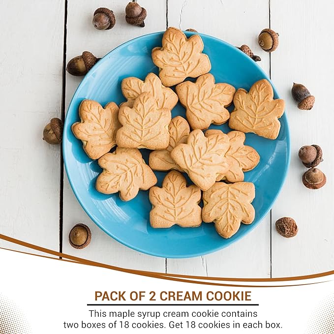 Turkey Hill Sugarbush 100% Pure Canadian Premium Maple Syrup Cream Filled Cookies - All-Natural Maple Leaf Shape Delicious Cookies, (2 Pack, Cream Cookies)