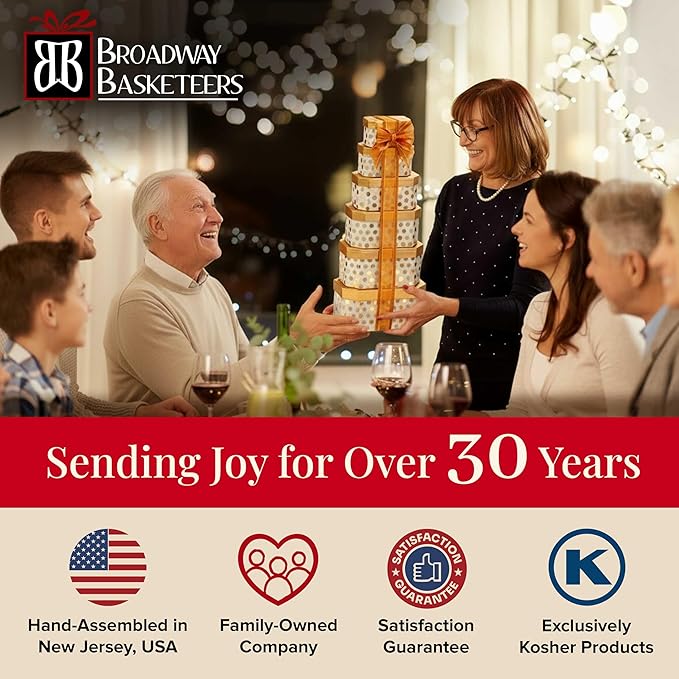 Broadway Basketeers Thank You Gift Tower – Gourmet Chocolate Cookies & Sweets Snack Tower – Thank You Gift Box for Clients, Teachers, Friends & Colleagues, Holiday, Thanksgiving – Kosher Snack Set