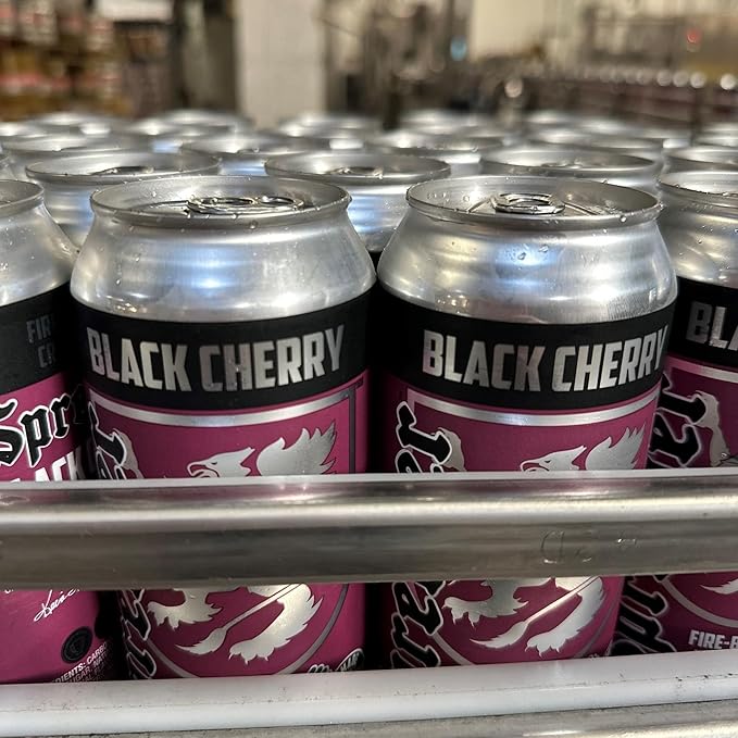 Sprecher Black Cherry Soda 16 fl oz Cans (12 Pack), Fire-Brewed with Real Honey & Door County Cherry Juice – Handcrafted, Caffeine-Free, Gourmet Beverage