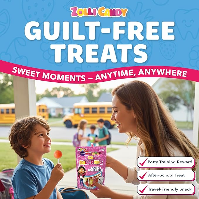 Zollipops The Clean Teeth Pops Gabby's Dollhouse, Anti Cavity Lollipops, Ball Popz, 10.4 oz Pack of 2