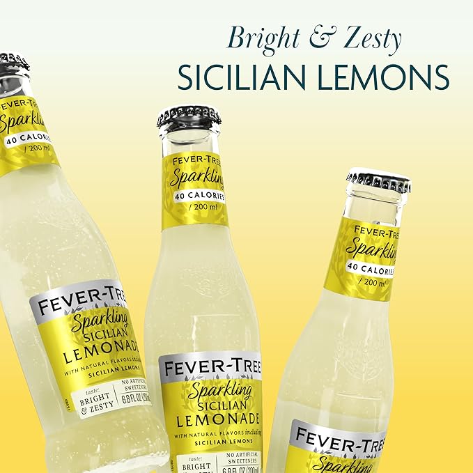 Fever Tree Sparkling Sicilian - Premium Quality Mixer - Refreshing Beverage for Cocktails & Mocktails. Naturally Sourced Ingredients, No Artificial Sweeteners or Colors - 200 ML Bottles - Pack of 24