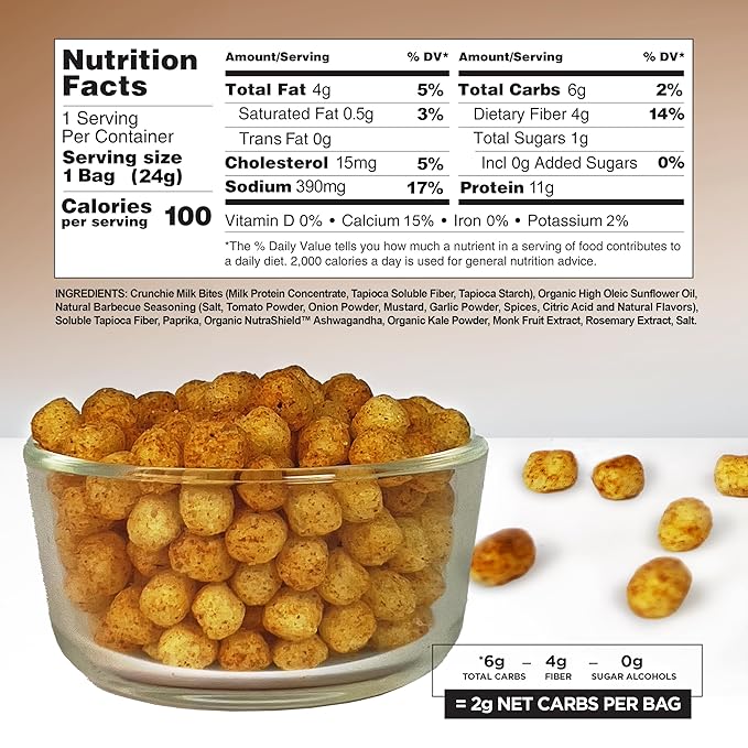Protein Puffs BBQ | 11g High Protein, 4g Fiber | Low Calorie, Gut Healthy Salty Snacks for Adults and Kids | Low Carb Keto, No Sugar Added, Gluten Free Vegetarian Healthy Chips | Crunchy Wholesome Yum Weight Loss Snack Pack with Ashwagandha, Organic In...