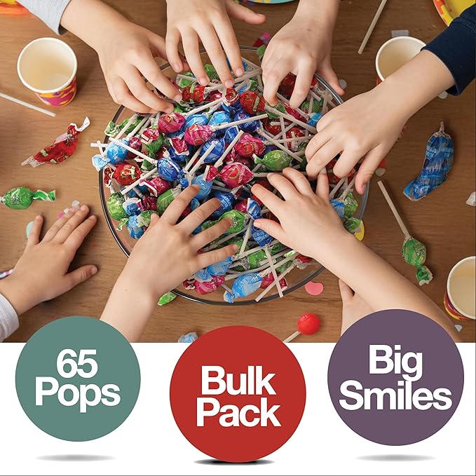 Original Lollipops Mix – 65 Count Bulk Candy Pack – Assorted Fruity Flavors, Individually Wrapped – Perfect for Parties, Birthdays, Parades & Kids Events