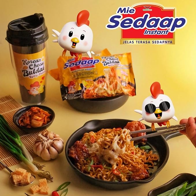 Mi Sedaap Korean Cheese Buldak Spicy Chicken Instant Noodles (Pack of 10)