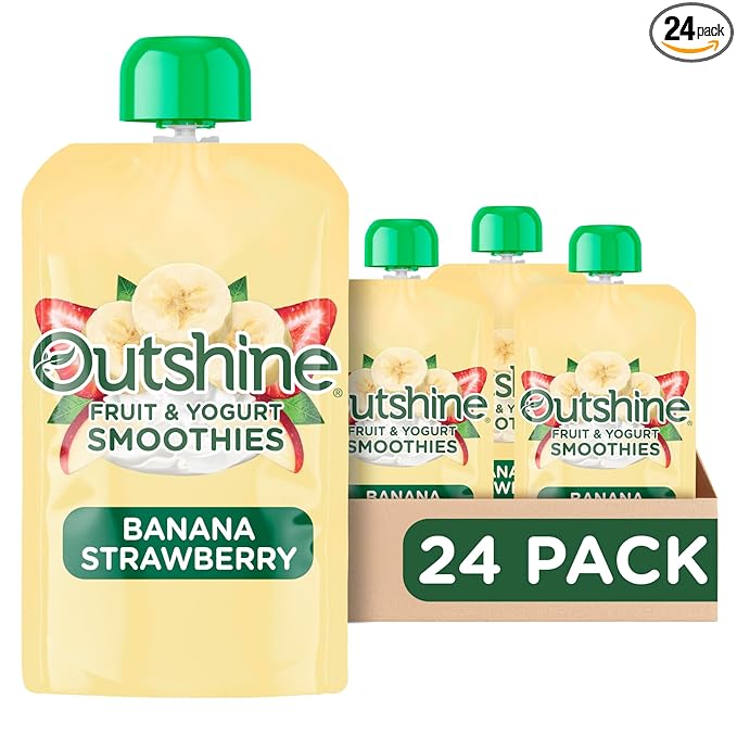 Outshine Fruit & Yogurt Smoothie Banana Strawberry, Smoothie Pouch, On The Go Snack, 24PK