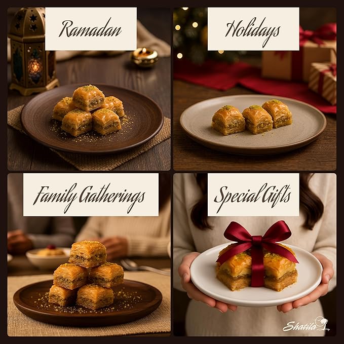 Shatila Food Products Fingers Pastries Baklawa Cashew Baklava Pastry, Mediterranean Sweets Arabic Desserts, 80 Pieces