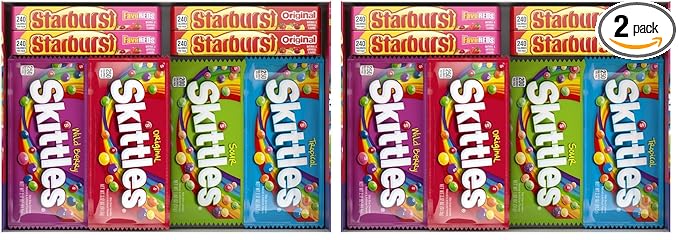 SKITTLES & STARBURST Variety Pack Full Size Chewy Candy Assortment, 62.79 oz, 30 Count (Pack of 2)