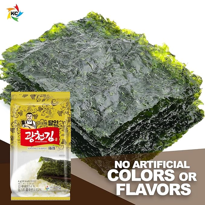 Kim Nori Gold Kim Roasted Seasoned Seaweed Snacks 4g ( 0.14 oz ) - 12 Packs Kim Nori Snack